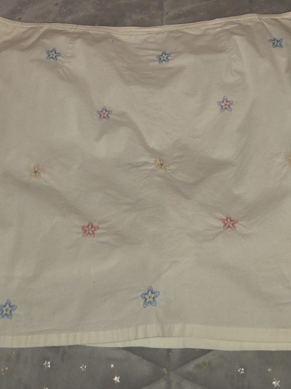 Fashion Bug Embroidered White Mini Skort with Pastel Flowers